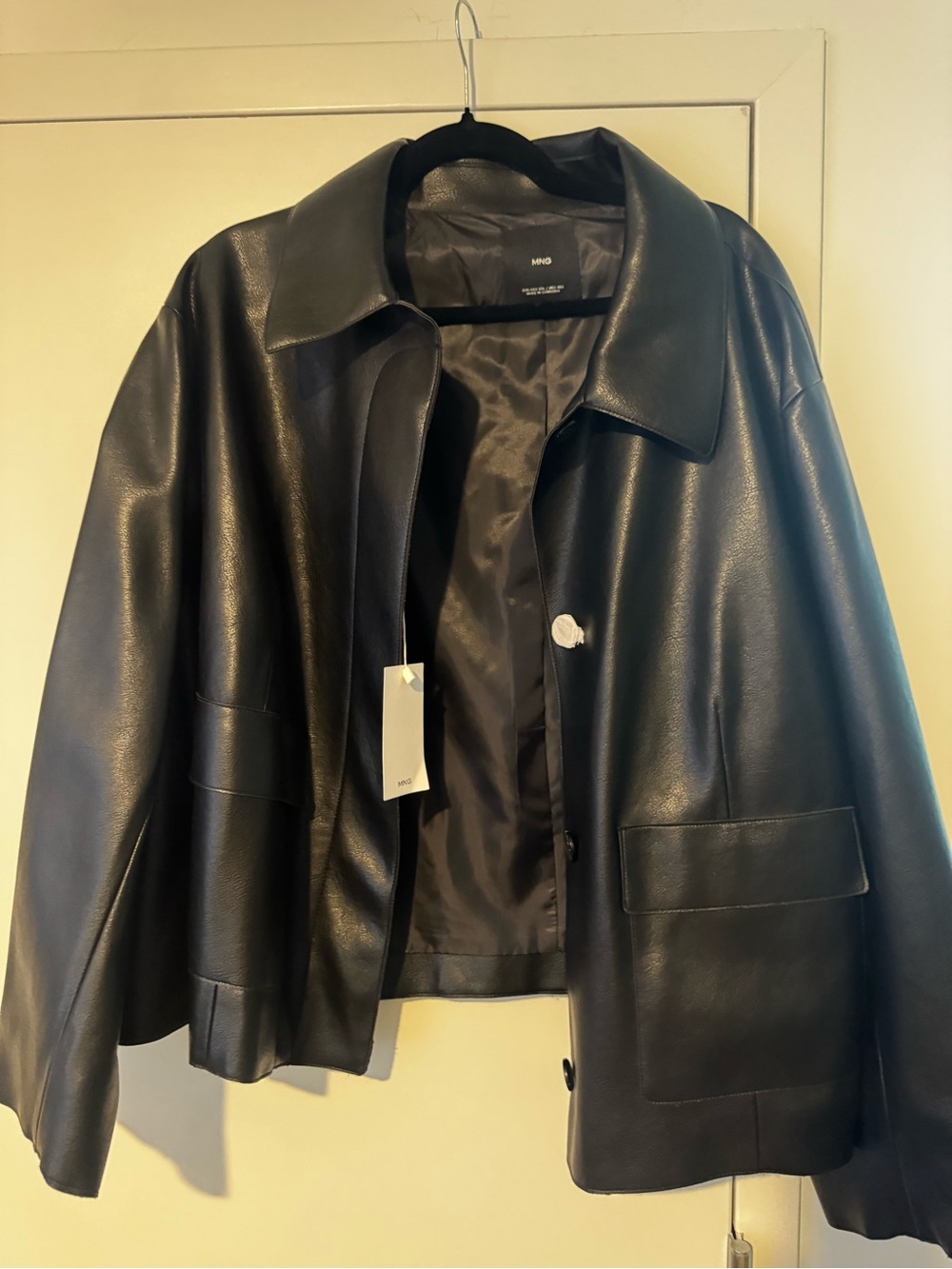 Mango Black Faux-Leather Jacket - 4x